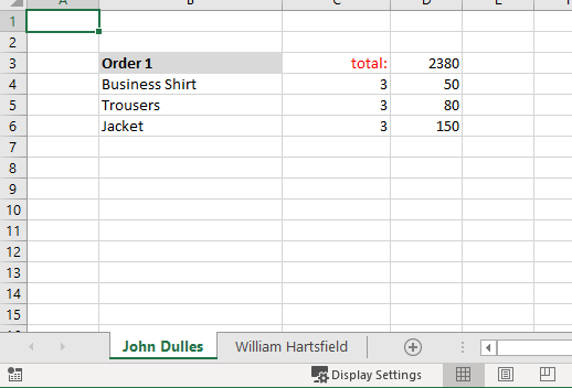 Sheet Generation Output Sheet 1